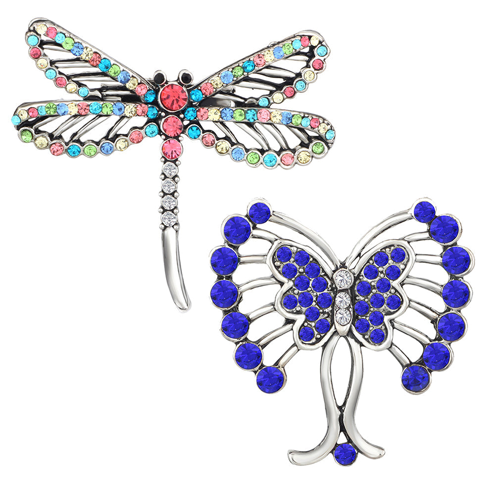 Mahi Combo of Butterfly Shaped Wedding Brooch / Lapel Pin with Multicolor Crystals for Women (CO1105465R)