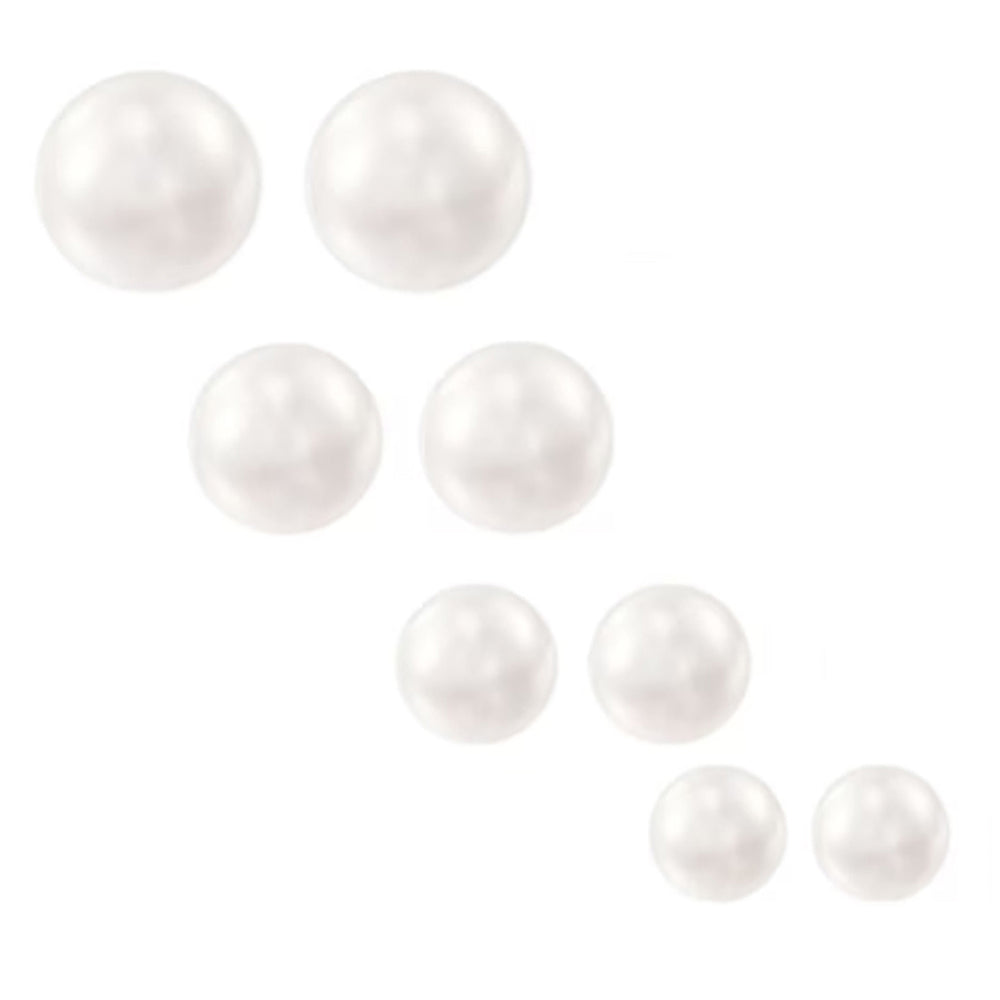 Mahi Classic White Artificial Pearlss Combo of 4 Stud Earrings (different size) for Women (CO1105519R)