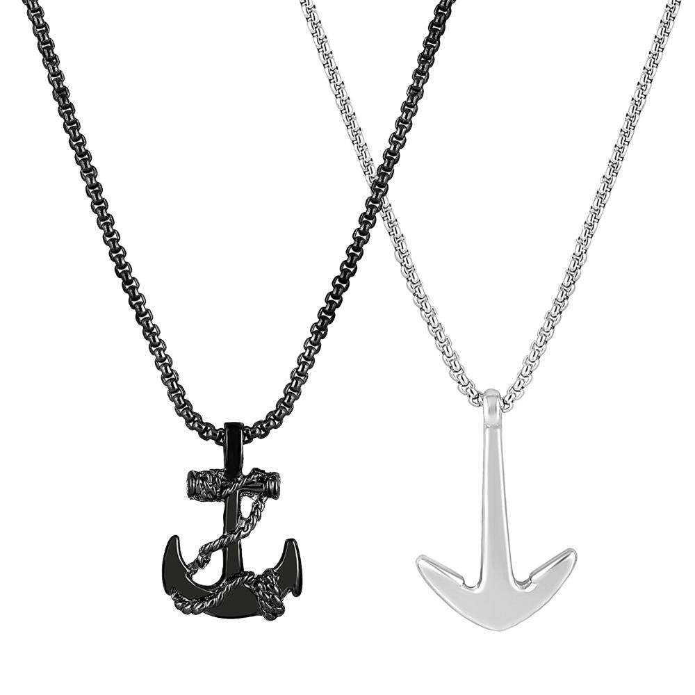 Mahi Combo of Unisex Ship Anchor Necklace Chain Pendant