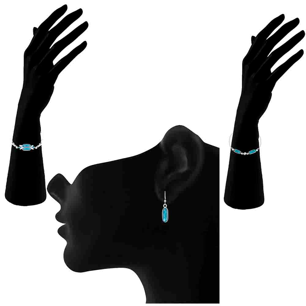 Mahi Combo of Solitaire 2 Bracelets and Drop Earrings
