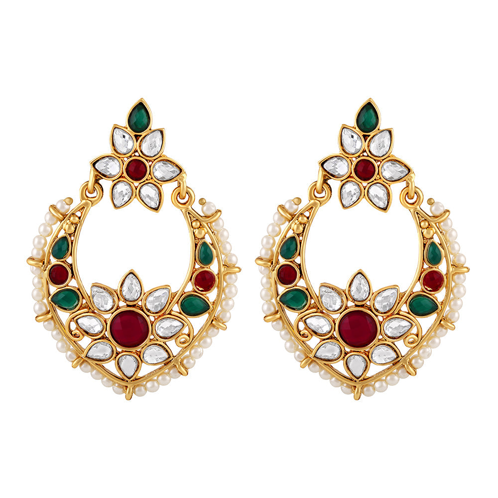 Stylish gold plated Multicolor colour dangel earring