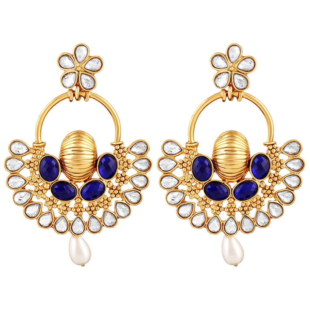 Asmitta Delightly Chandbali Shape Gold Plated Earrings For Women