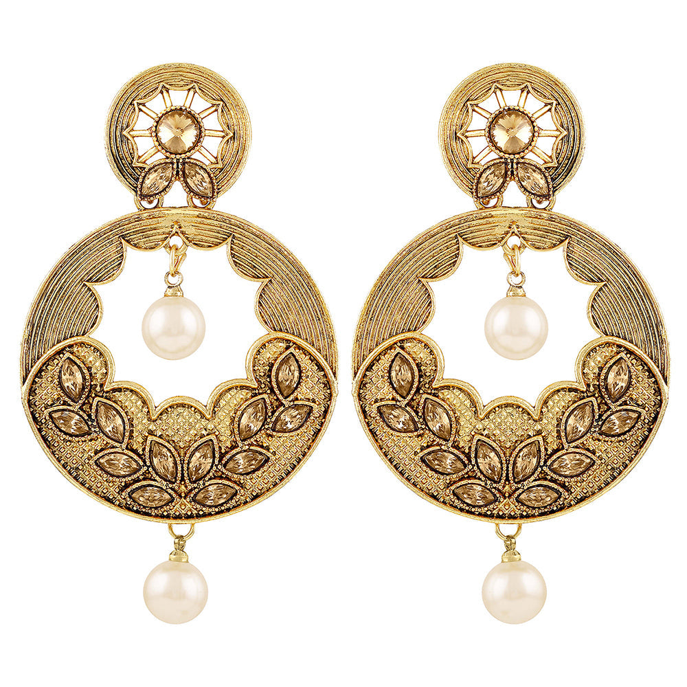 Asmitta Gorgeous Round Shape Gold Plated Earrings For Women