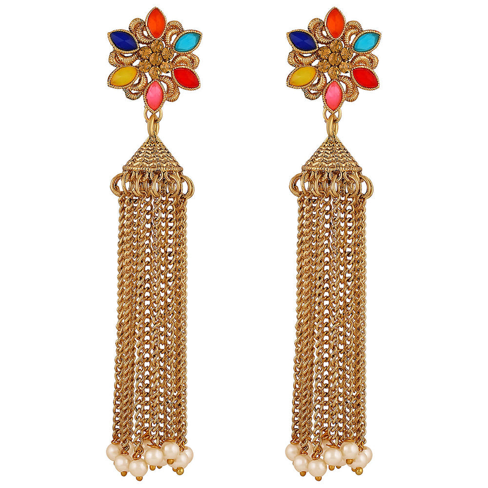 Stylish gold plated Multicolor colour Drop earring