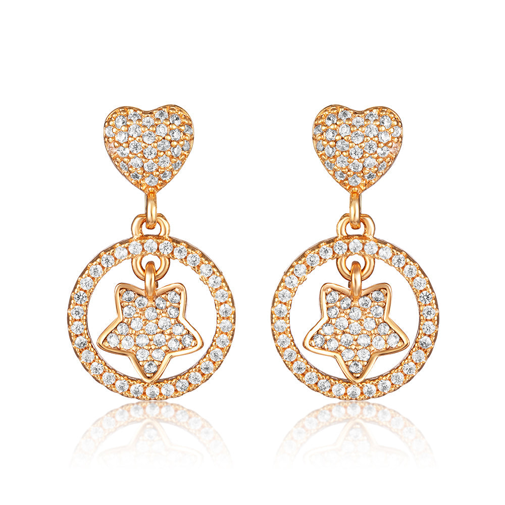 Asmitta Daily wear American Diamond Studded Star Design Dangle Earrings for women