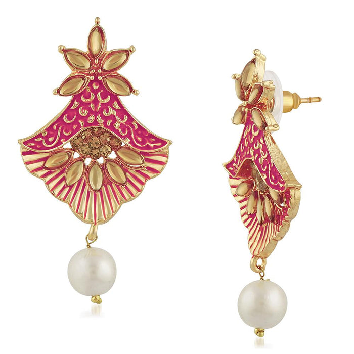 Rajputi Style Gold Artificial Fashion Dangler Earrings with Drops  Indian  Petals