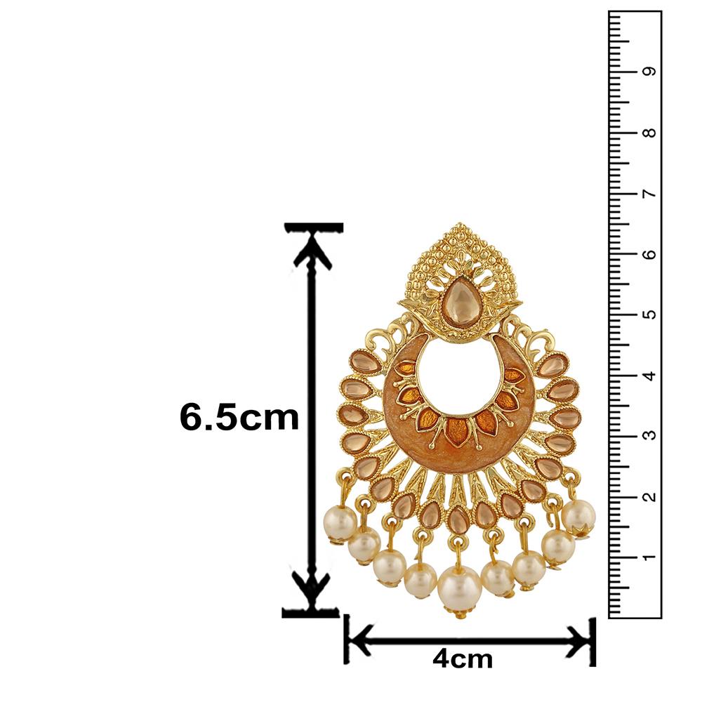 Mahi Meenakari Work Traditional Dangle Drop Earrings with Artificial Bead and Crystals for Women (ER1109701G)