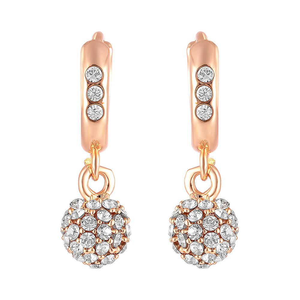 Mahi Rose Gold Plated Sparkling Crystals Ball Bali Earrings for Women (ER1109705ZWhi)