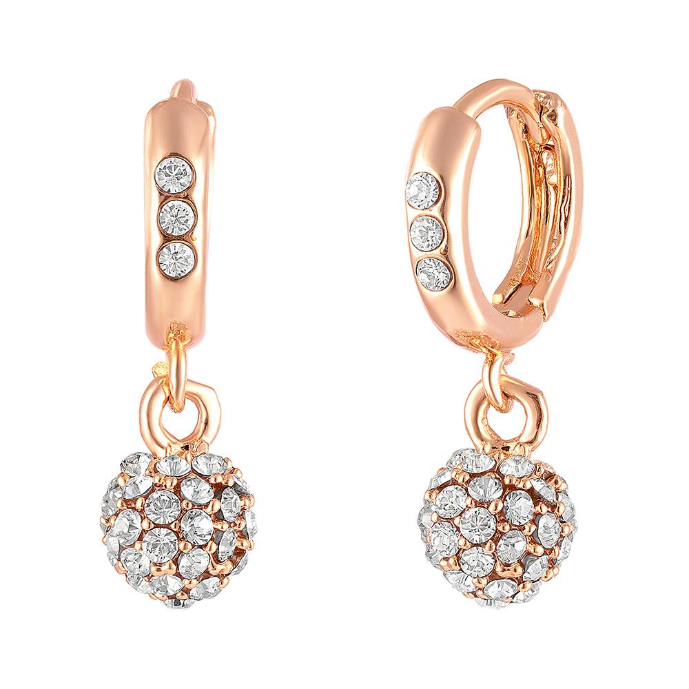 Mahi Rose Gold Plated Sparkling Crystals Ball Bali Earrings for Women (ER1109705ZWhi)