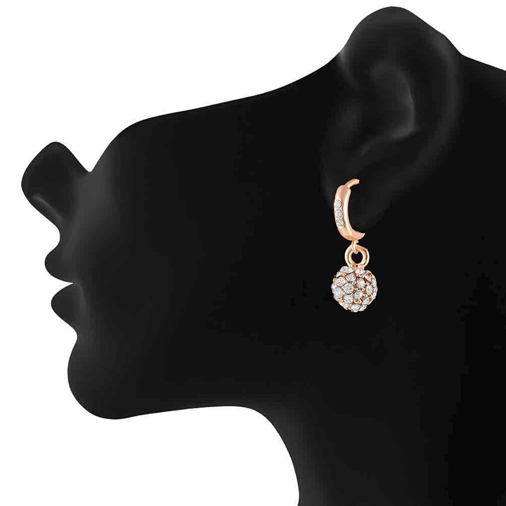 Mahi Rose Gold Plated Sparkling Crystals Ball Bali Earrings for Women (ER1109706ZWhi)