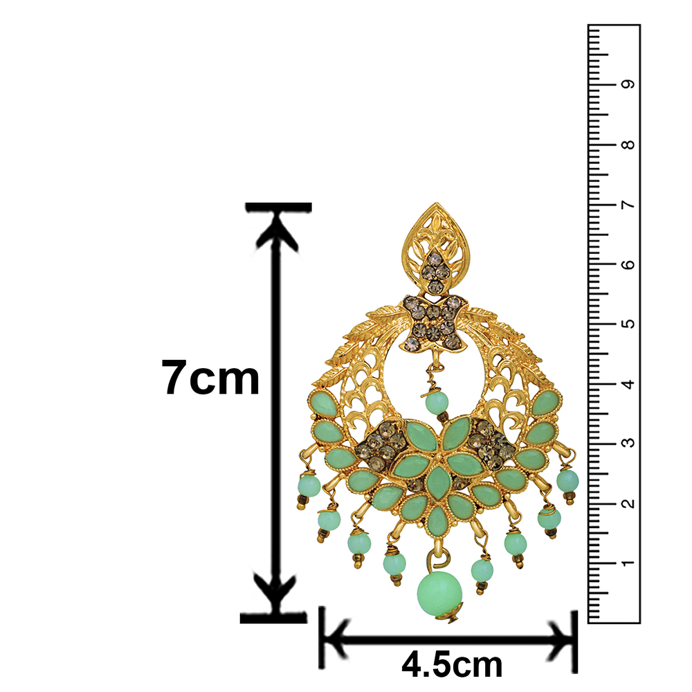 Mahi Green Crystals Floral Dangler Earrings for Women (ER1109720G)