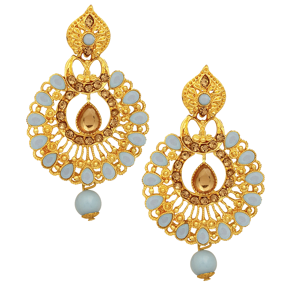 Mahi Light Blue Crystals Traditional Dangler Earrings for Women (ER1109721G)