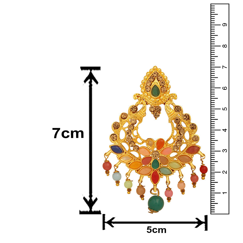 Mahi Multicolor Crystals Floral Dangler Earrings for Women (ER1109722G)