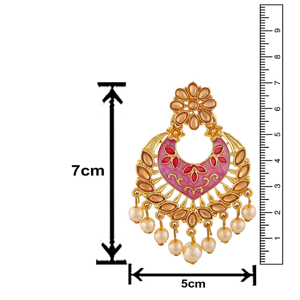 Mahi Traditional Dangler Earrings with Artifical Pearl Meenakariwork for Women (ER1109750GPin)