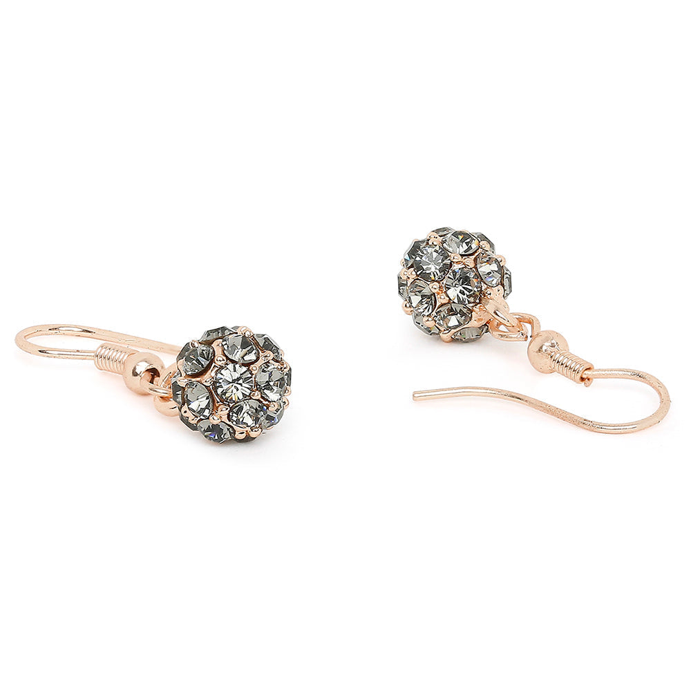 1 Pair Sterling Silver Heart w/ Crystal Ball Swarovski Crystal Earrings