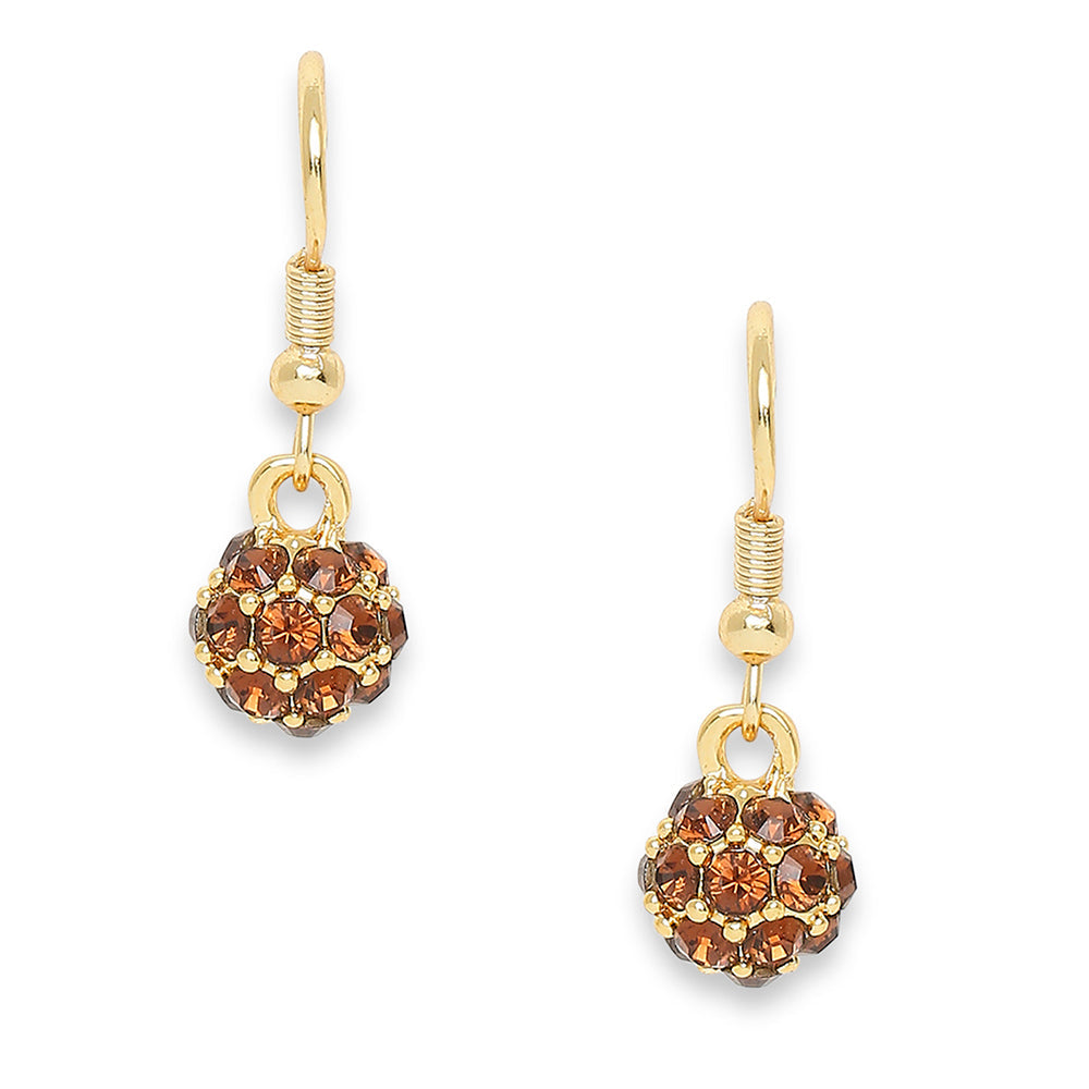 Mahi Royal Sparklers Brown Crystals Ball Earrings for Women (ER1109754GBro)