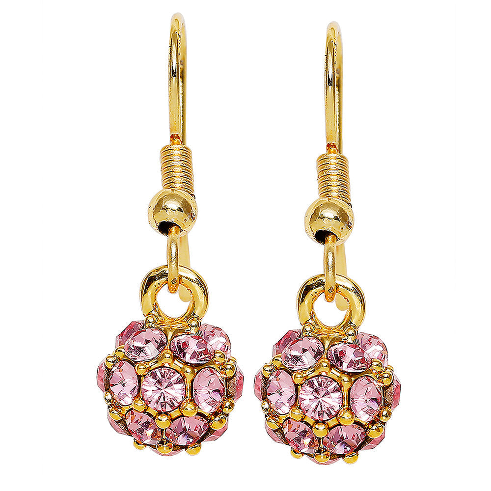 Mahi Royal Sparklers Pink Crystals Ball Earrings for Women (ER1109758GPin)