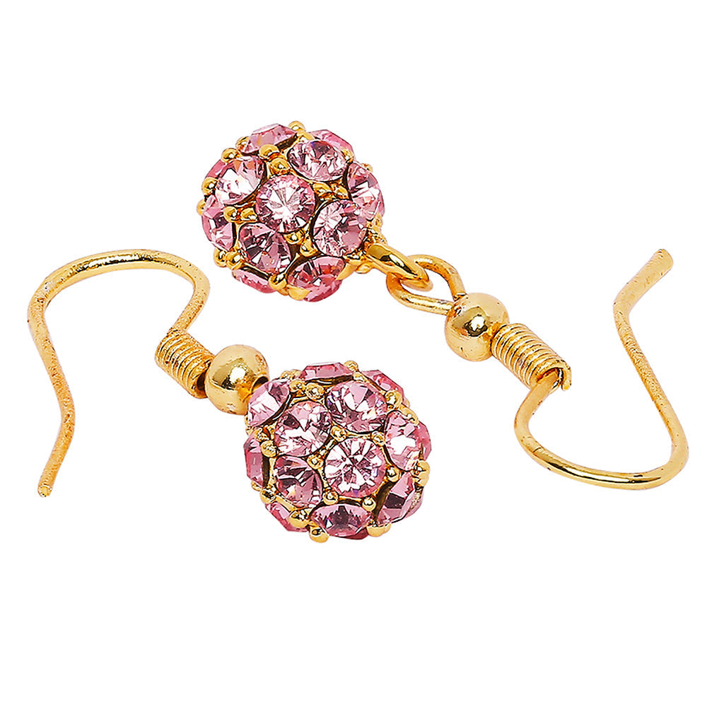 Mahi Royal Sparklers Pink Crystals Ball Earrings for Women (ER1109758GPin)