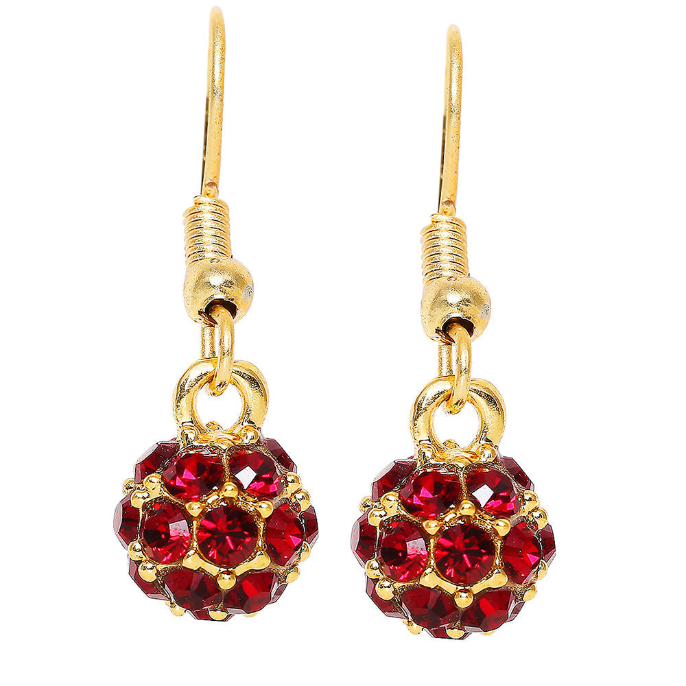 Mahi Royal Sparklers Red Crystals Ball Earrings for Women (ER1109760GRed)