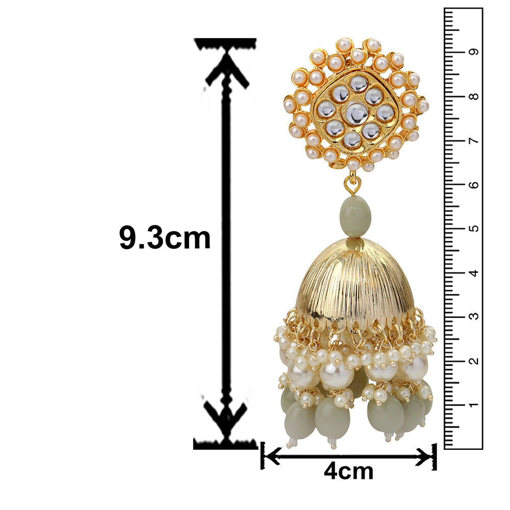 Mahi Gold Plated Light Grey and White Artificial Pearls Indian Traditiol Jhumka Earring for Women (ER1109816GLGry)