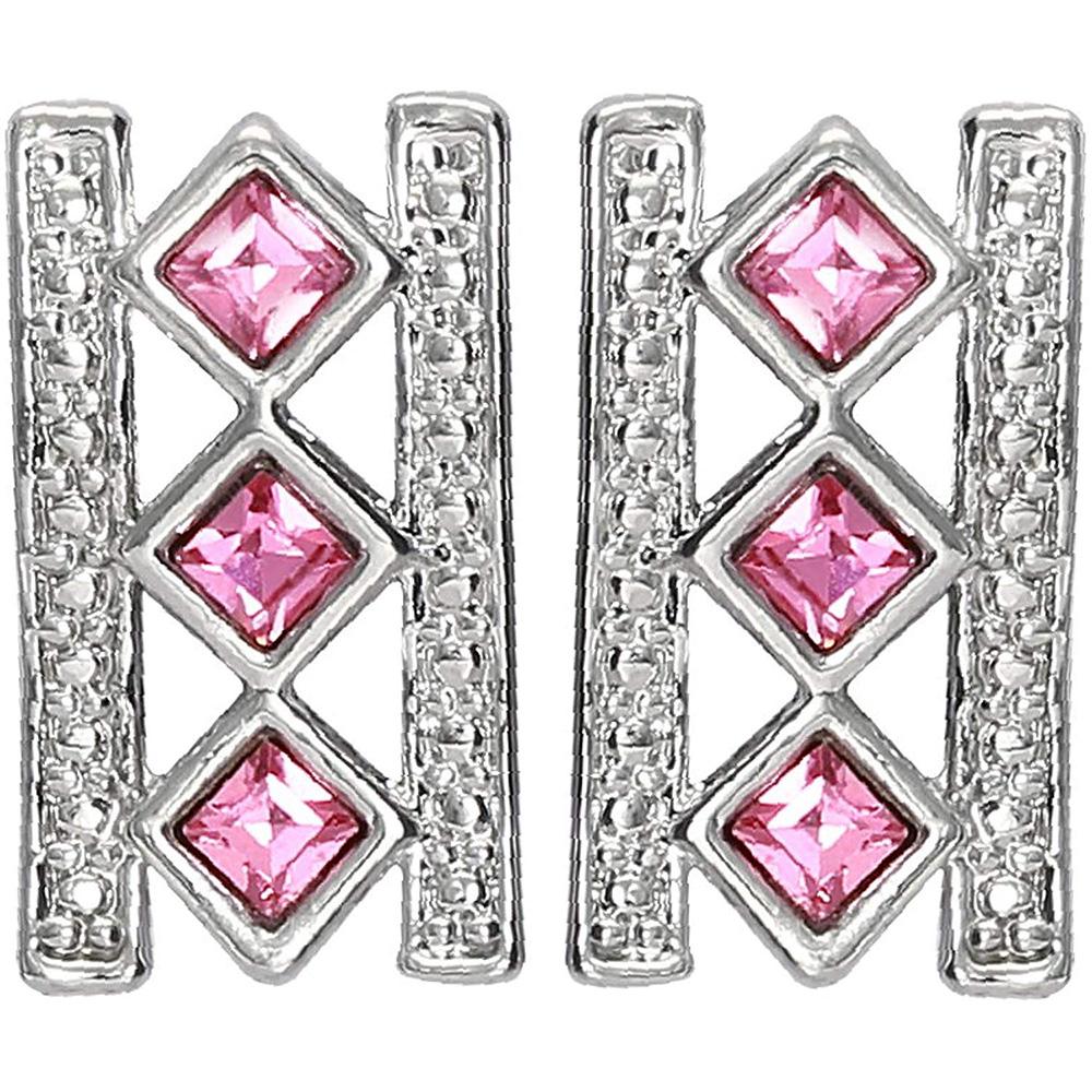 Mahi Swarovski Crystals Pink Square Earrings