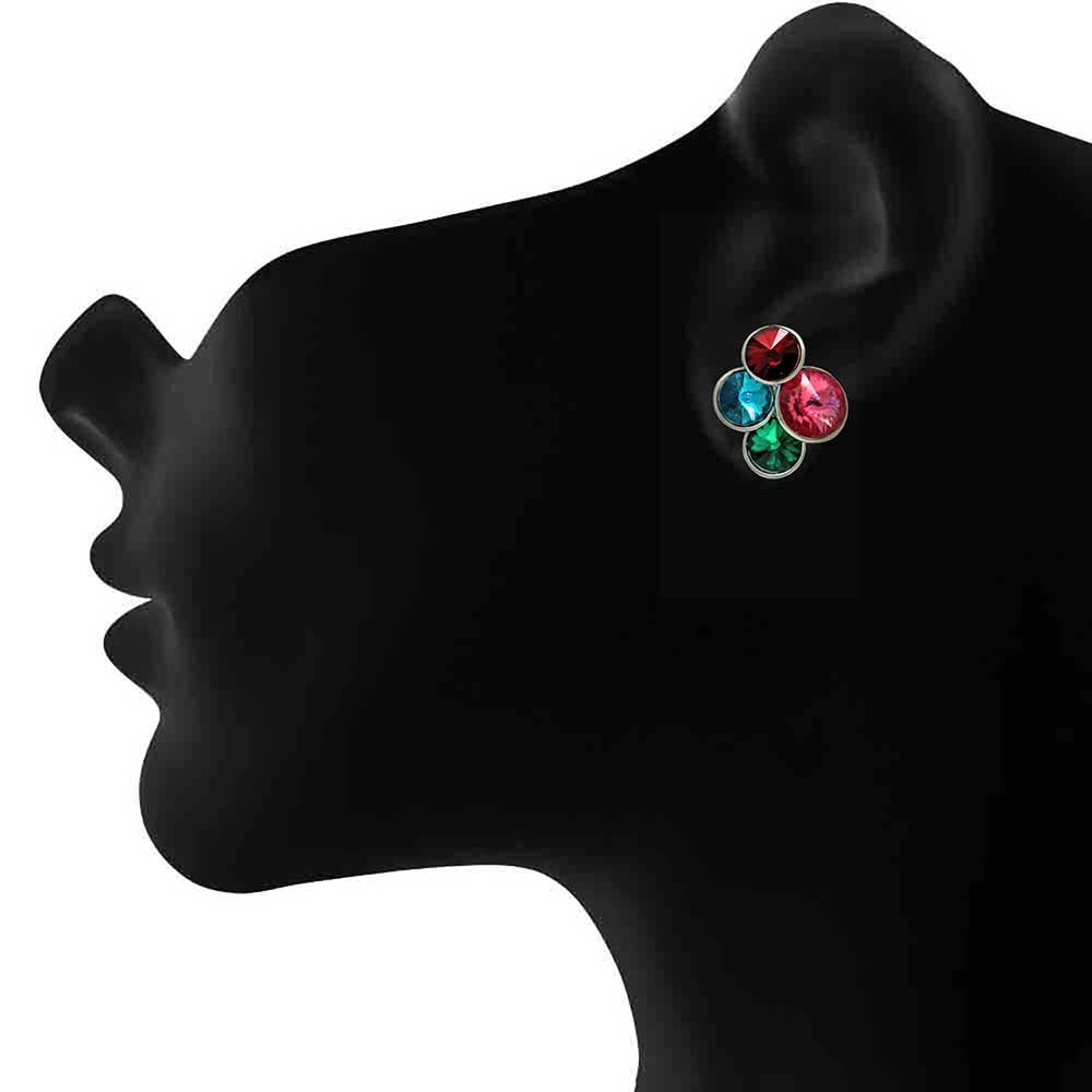 Mahi Multicolour Gleaming Crystals Stud Earrings
