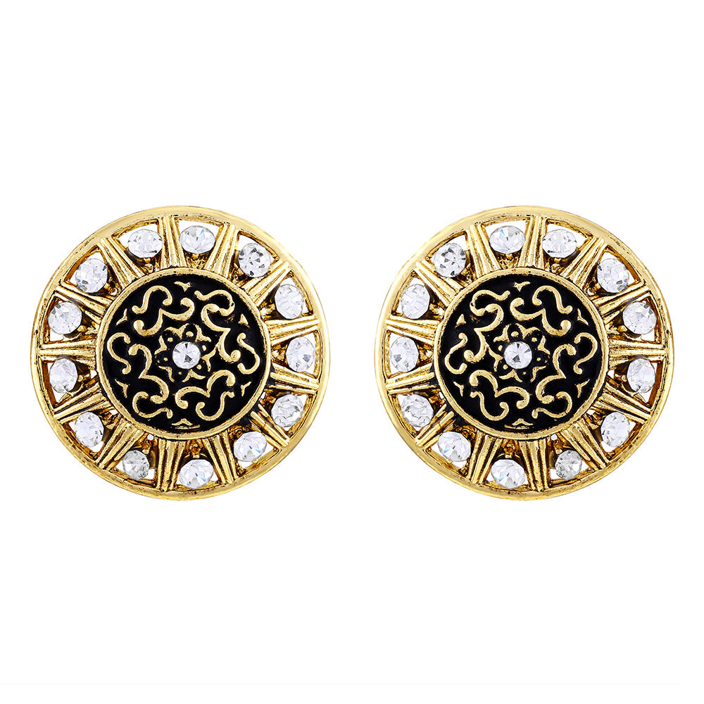 Asmitta Bewitching Round Shape Filigiree Design Gold Plated Stud Earring For Women