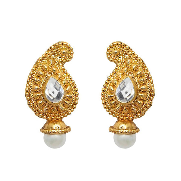 Beadside Kundan Pearl Drop Gold Plated Dangler Earring