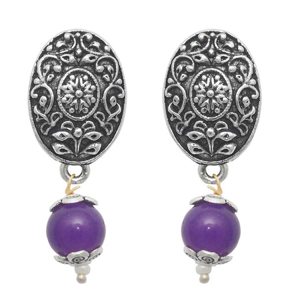 The99jewel Pearl Drop Antique Silver Plated Floral Design Earring