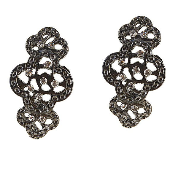 Buy Oxidised White Beads Black Metal Jhumka Earrings Online at Best Price |  Cbazaar