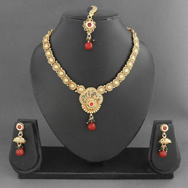 Sai Raj Copper Necklace Set With Maang Tikka