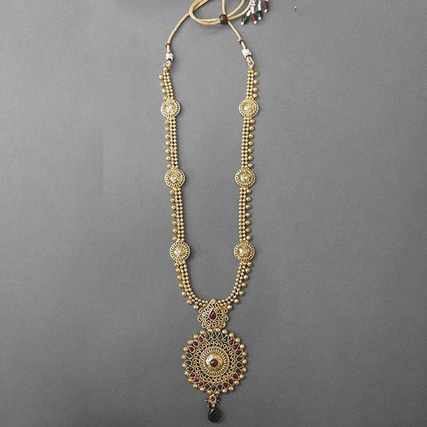Sai Raj Green Pota Stone Copper Necklace Set - FAP0050A