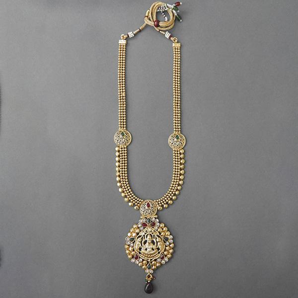 Sai Raj Maroon Pota And Austrian Stone Copper Necklace Set - FAP0053B