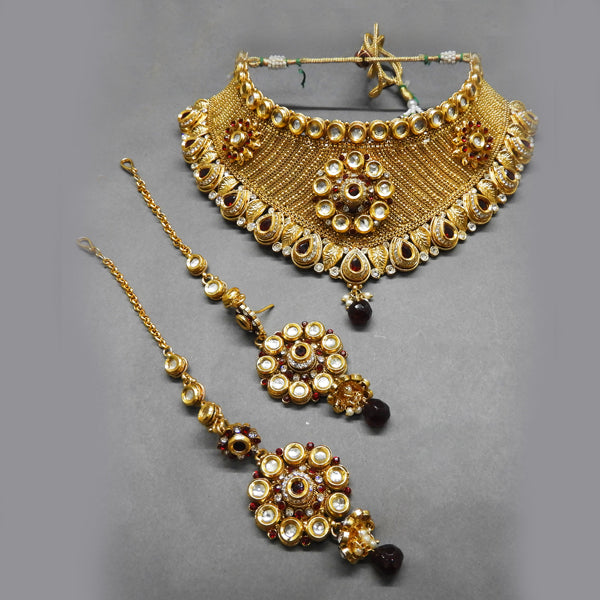 Sai Raj Stone Kundan Copper Necklace Set