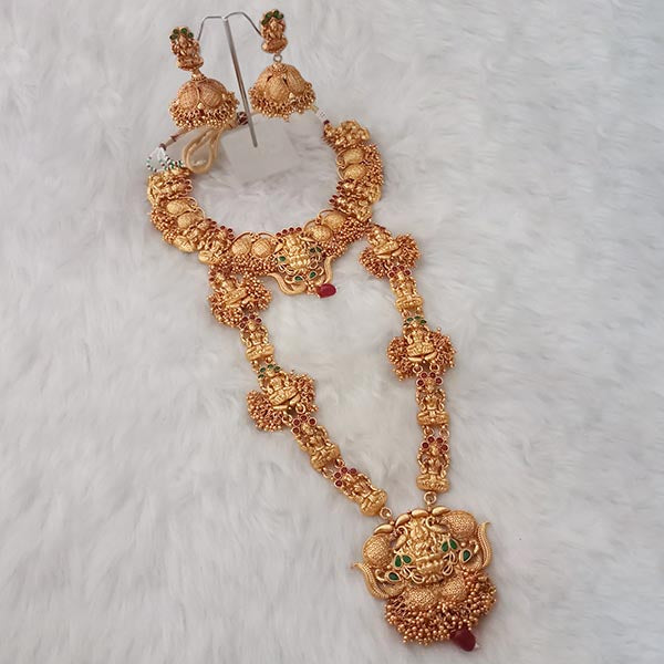 Sai Raj Green Stone Double Copper Necklace Set