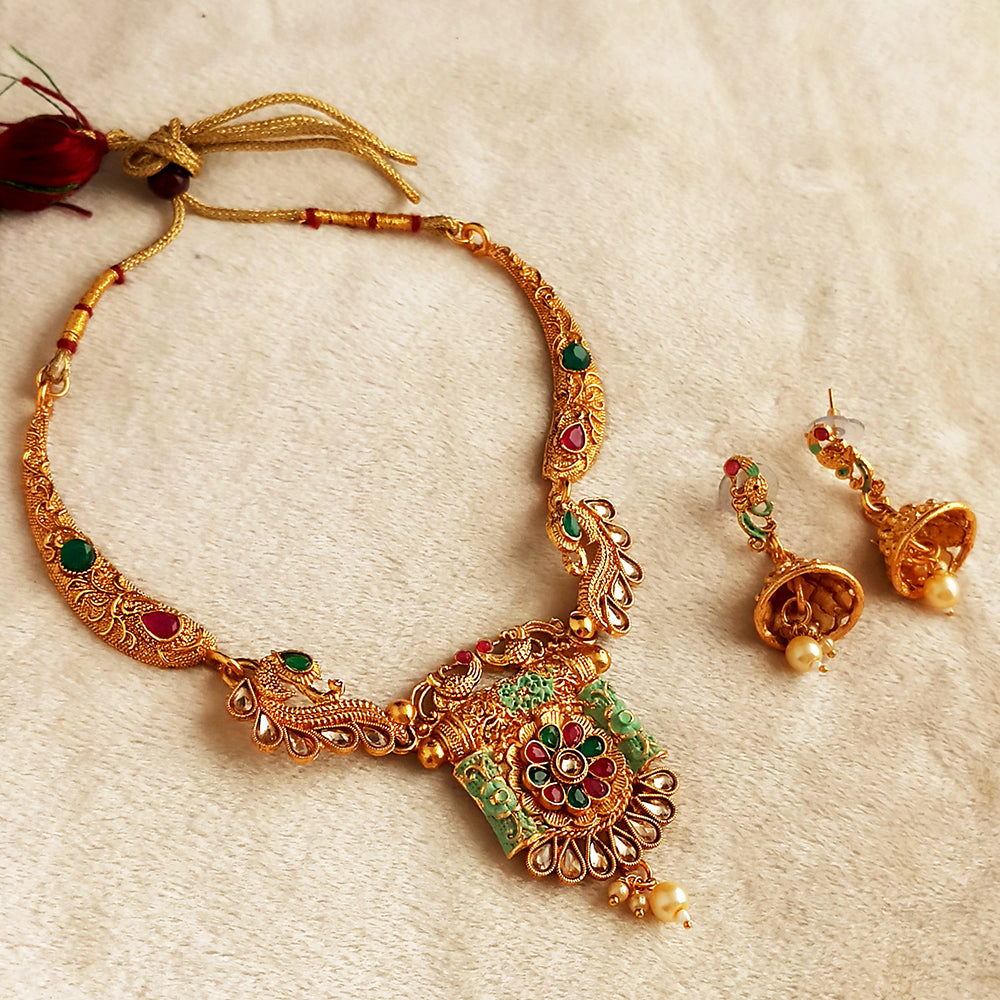 Sai Raj Austrian Stone Gold Plated Necklace Set