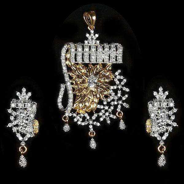Labono Art American Diamond Gold Plated Pendant Set