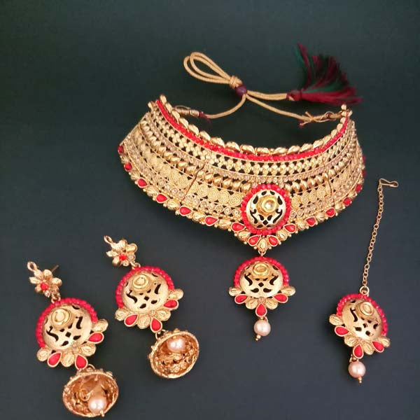 Bajrang Arts Copper Necklace Set With Maang Tikka