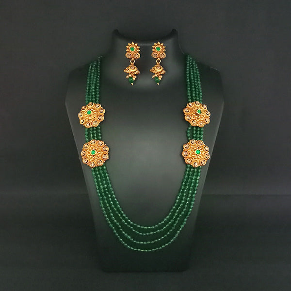 Ganpati Arts AD Stone Beads Copper Necklace Set