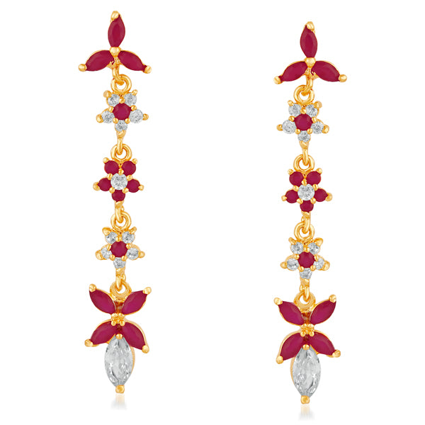 Suhagan Ruby AD Stone Gold Plated Dangler Earrings