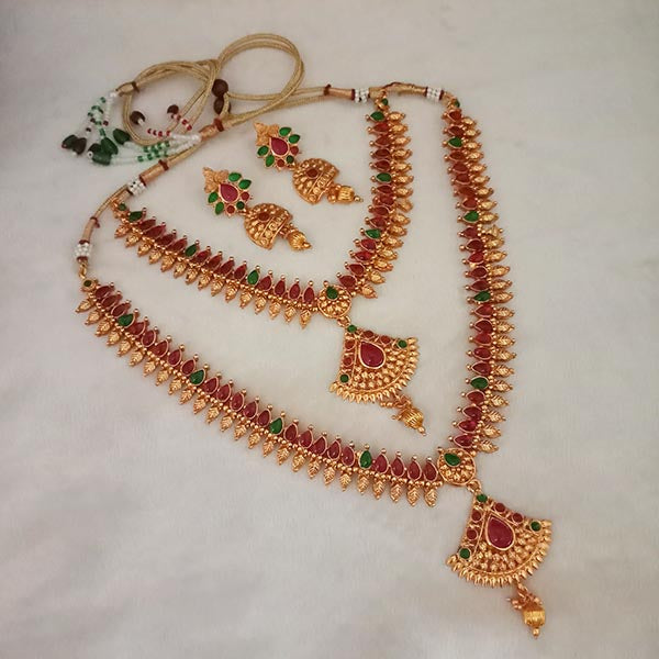 Shubham Pota Stone Double Copper Necklace Set