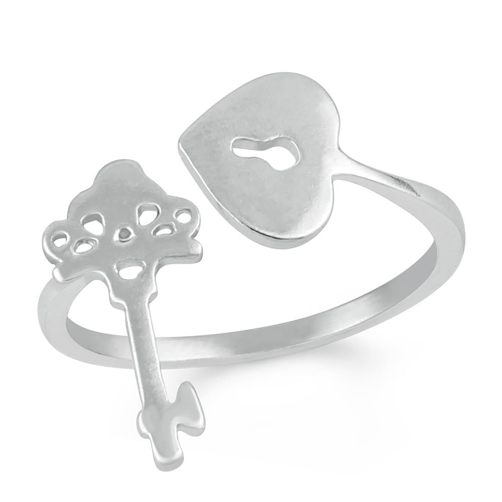 Mahi Heart and Key Adjustable Finger ring