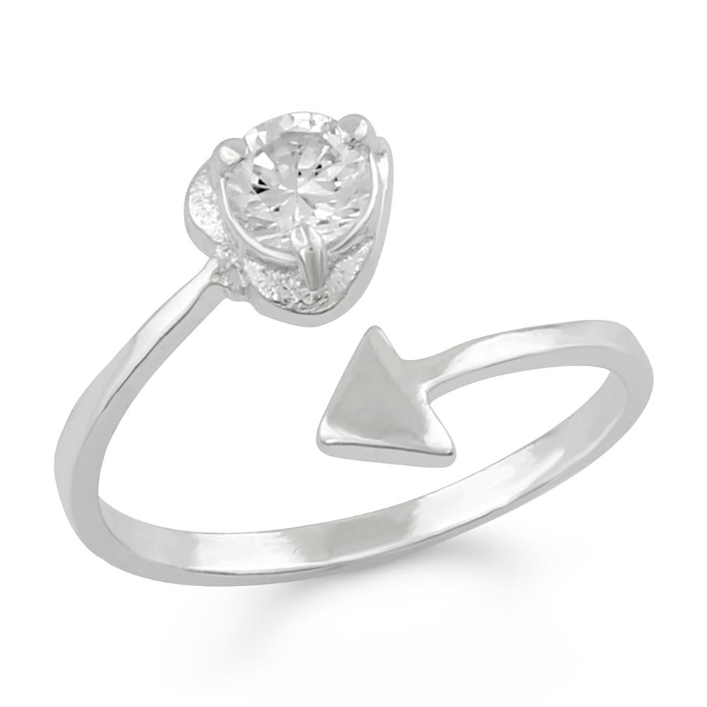 Mahi Adjustable Designer Solitaire Crystal Finger Ring