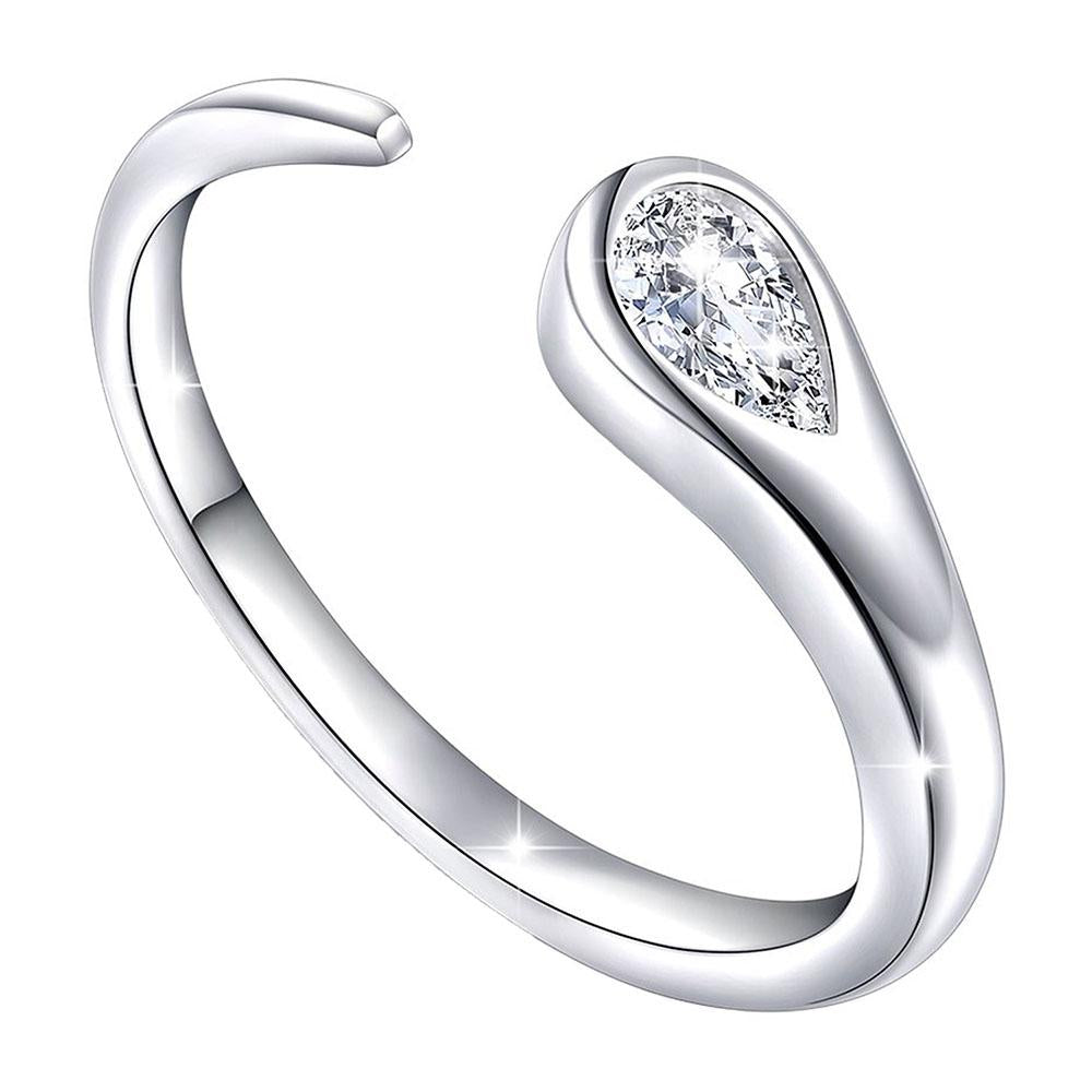 Mahi Exquisite White Solitaire Gleaming Cz Open Wrap Adjustable Finger Ring
