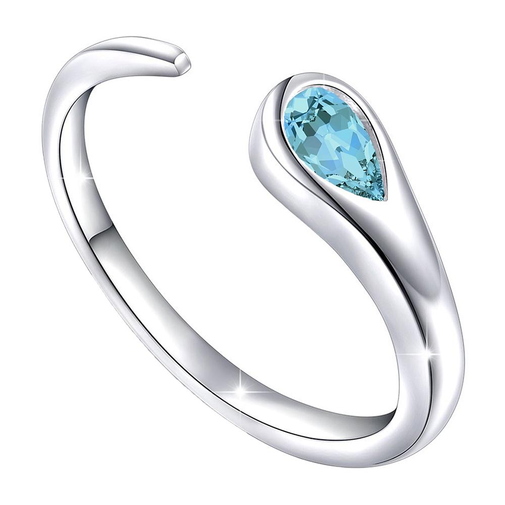 Mahi Valentine Gift Gleaming Aqua Blue Cubic Zirconia Open Wrap Adjustable Finger Ring