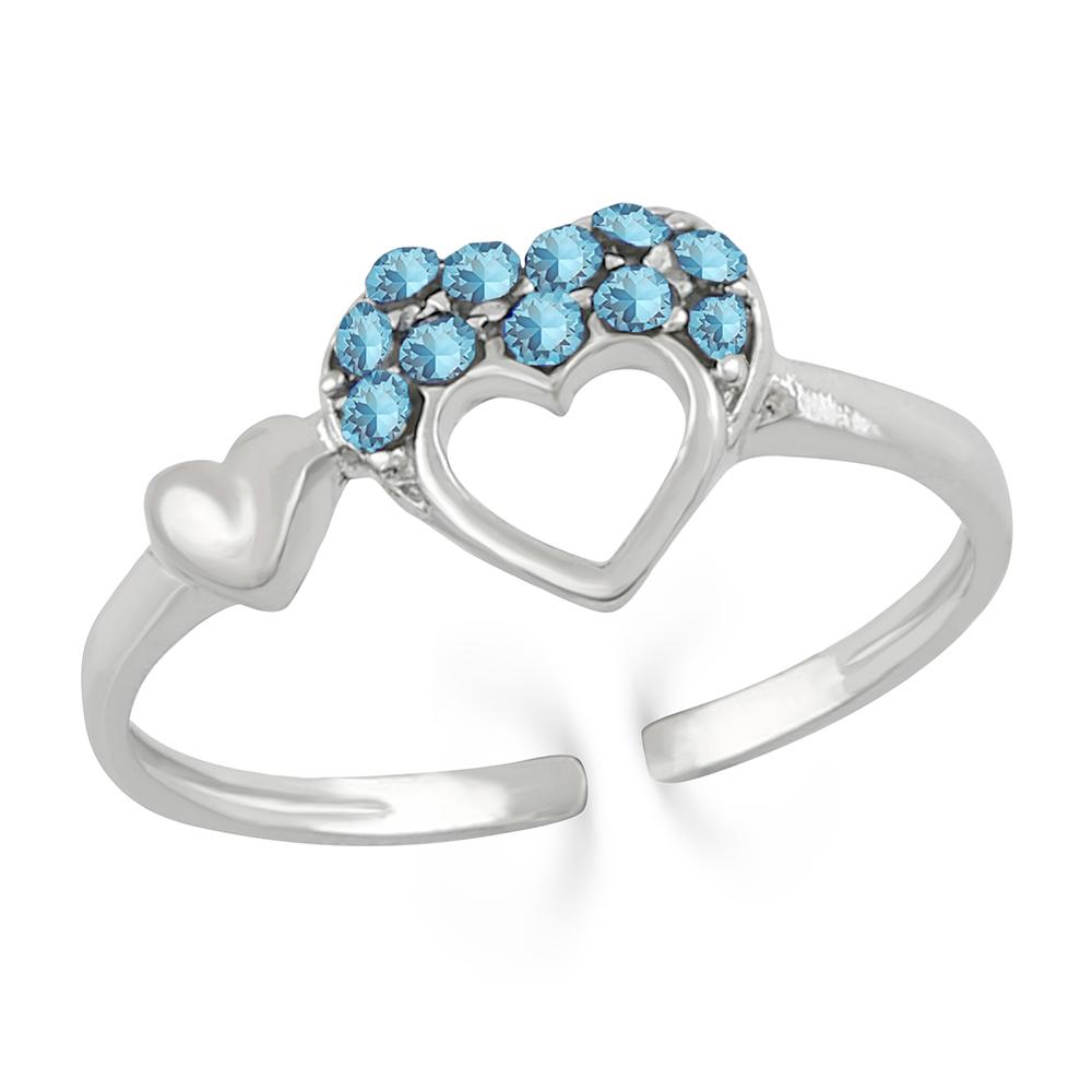 Mahi Valentine Gift Trio Heart Adjustable Finger Ring with Crystal
