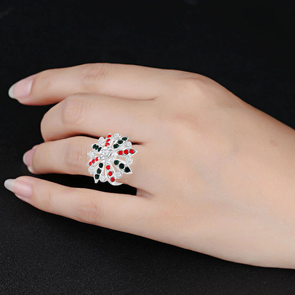 Buy AJS Cute Leafy Adjustable Finger Ring With Crystal for Girls and Women  Stylish Silver Ring For Women Online at Best Prices in India - JioMart.