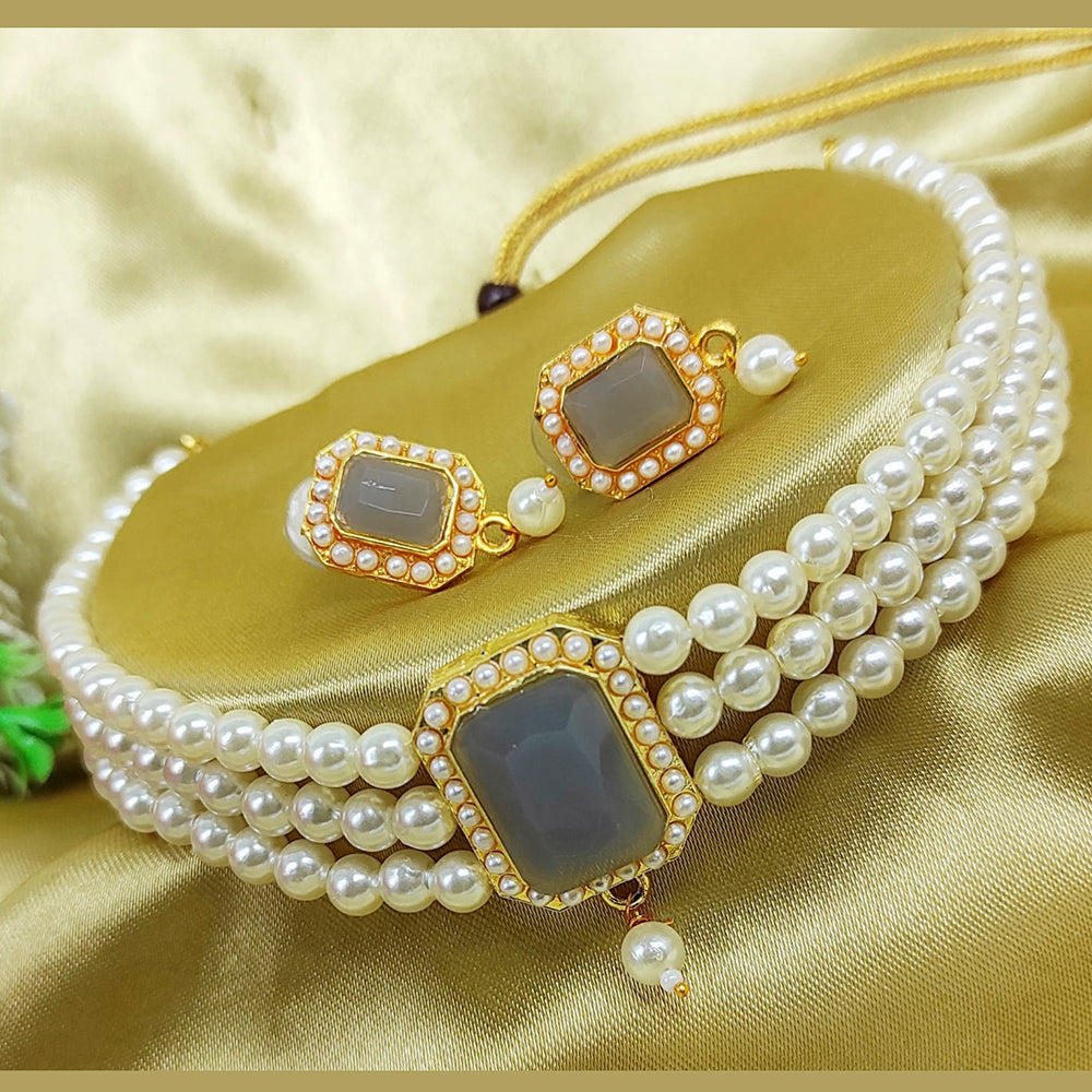 Bhavi Jewels Gold Plated  Austrian Stone Choker Necklace Set - 11311350