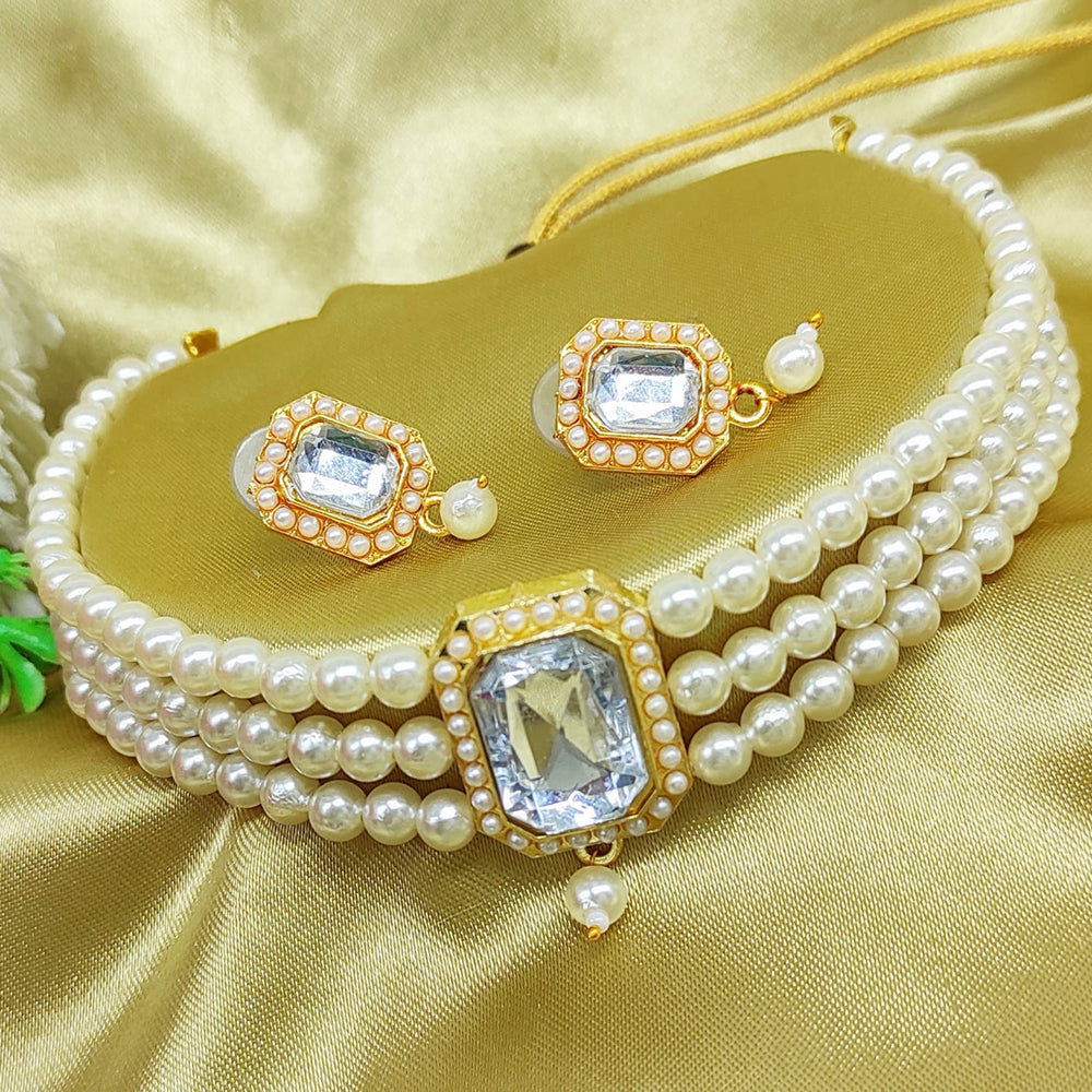 Bhavi Jewels Gold Plated  Austrian Stone Choker Necklace Set - 11311350