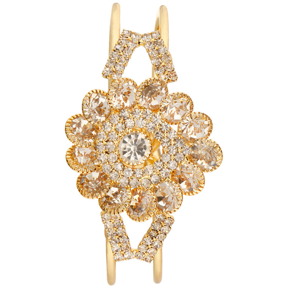 Kord Store Designer Flower Design Lct Stone Gold Plated Openable Bracelet For Women  - KSBRC40009